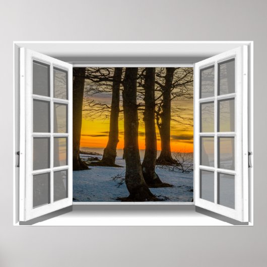 Zonnesetscène, Uitzicht 3D Poster (Voorkant)