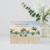 Zonnestaat is ons nieuwe landpalmstrand aankondigingskaart (Staand voorkant)