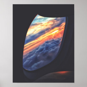 Zonneste Uitzicht van een vliegtuigvenstertje Post Poster