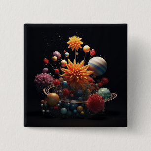 Zonnestelsel 15cm Vierkante Badge Button 5,1 Cm