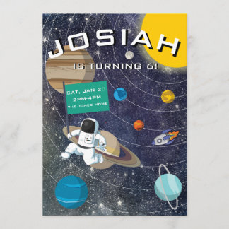 Zonnestelsel, Astronaut Birthday Party Invitation Kaart
