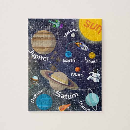 Zonnestelsel, Astronaut en Ruimteschip Legpuzzel (Verticaal)