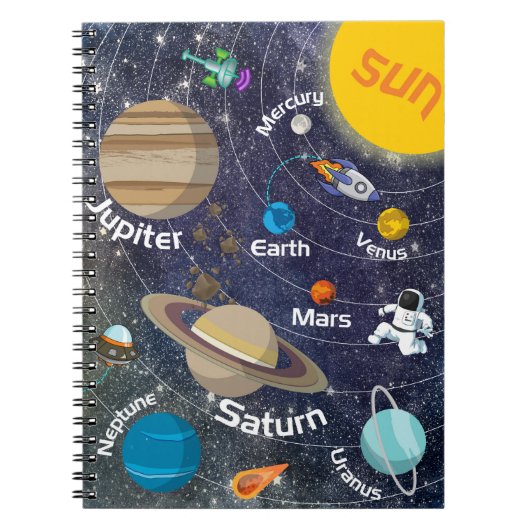 Zonnestelsel, Astronaut en Ruimteschip Notitieboek (Voorkant)