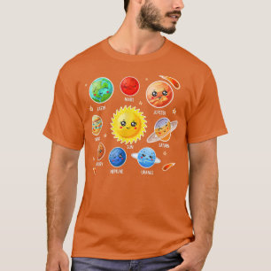 Zonnestelsel Cute Face Planet Space science boy gi T-shirt