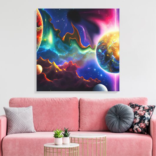 Zonnestelsel dat Blackhole Stretted Canvas invoert (Insitu (Woonkamer))