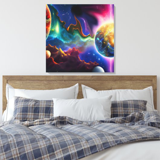 Zonnestelsel dat Blackhole Stretted Canvas invoert (Insitu (Slaapkamer))