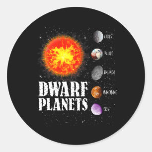 Zonnestelsel - Dwergplaneten Gift T Shirt Ronde Sticker