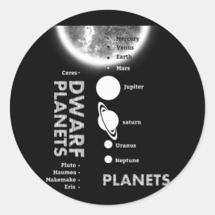 Zonnestelsel - Dwergplaneten Gift T Shirt Ronde Sticker