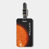 Zonnestelsel Fiery Sun Black Space met sterren Bagagelabel (Voorkant verticaal)