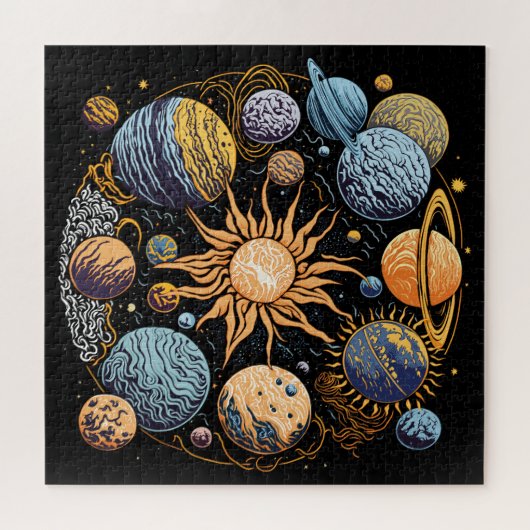 Zonnestelsel Grafisch Ontwerp Legpuzzel (Horizontaal)
