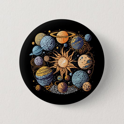 Zonnestelsel Grafisch Ontwerp Ronde Button 5,7 Cm (Voorkant)