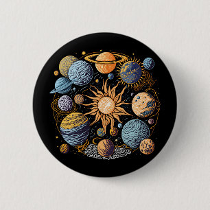Zonnestelsel Grafisch Ontwerp Ronde Button 5,7 Cm