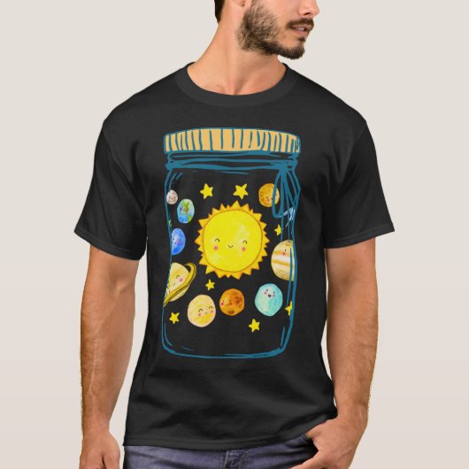 Zonnestelsel grafische ruimte t-shirt (Voorkant)