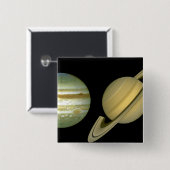 Zonnestelsel ~ Lang Uitzicht Vierkante Button 5,1 Cm (Voorkant /achterkant)