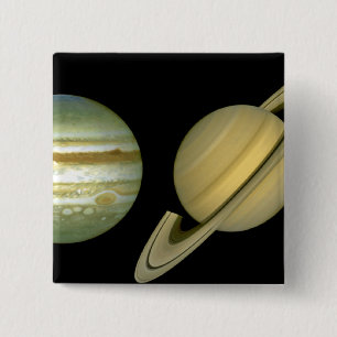 Zonnestelsel ~ Lang Uitzicht Vierkante Button 5,1 Cm