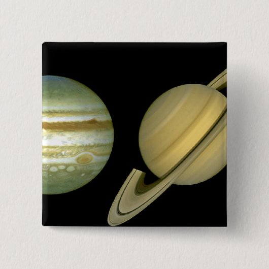 Zonnestelsel ~ Lang Uitzicht Vierkante Button 5,1 Cm (Voorkant)