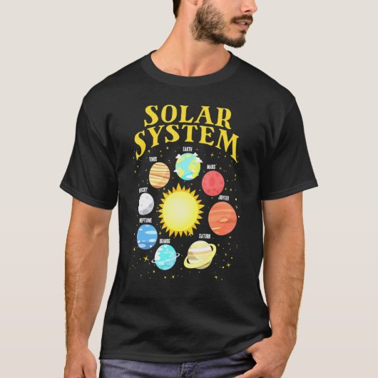 zonnestelsel met planeten wetenschap ruimte planee t-shirt (Voorkant)