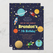 Zonnestelsel met ruimtethema op zaterdag kaart (Voorkant / Achterkant)