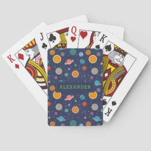 Zonnestelsel met zon en gewassen op maat pokerkaarten