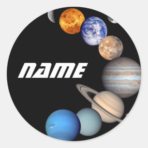Zonnestelsel Montage JPL-foto's - Pas naam aan Ronde Sticker