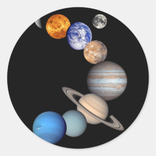 Zonnestelsel Montage JPL Planeet Foto's Ronde Sticker