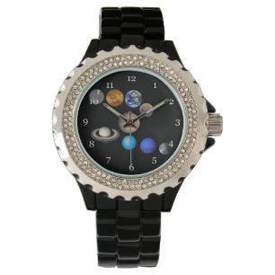 Zonnestelsel negen planeten kijken uit. horloge