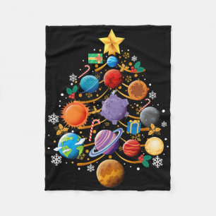 Zonnestelsel Planeten Kerstboom Astronomie Kerstmi Fleece Deken