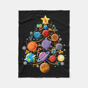 Zonnestelsel Planeten Kerstboom Astronomie Xmas Fleece Deken