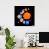 Zonnestelsel Sun Planets Milky Way Galaxy Science Poster (Thuiskantoor)