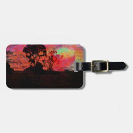 Zonnesten met bomen bagagelabel