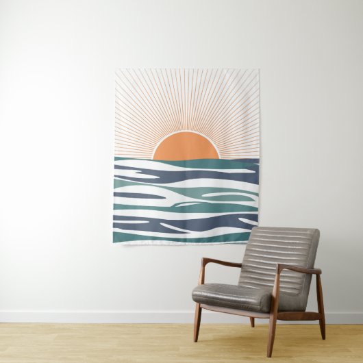 Zonnestijging door het zee wandkleed (In situ)