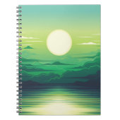 Zonnestijging in de illustratie van het zee, kunst notitieboek (Voorkant)