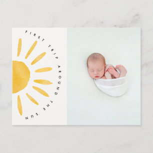 Zonnestraal 1e reis rond de zon verjaardagsuitnodi briefkaart