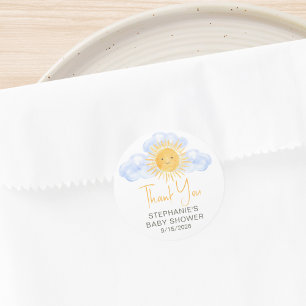 Zonnestraal Baby Shower Bedankt Ronde Sticker