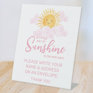 Zonnestraal Baby Shower Naam en Adres Reclamebord Met Voetstuk