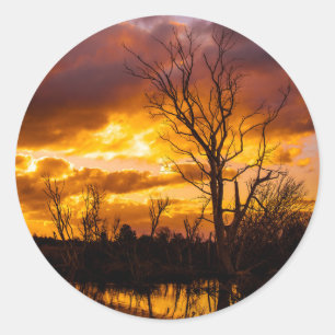 Zonnestraal door het grote meer ronde sticker