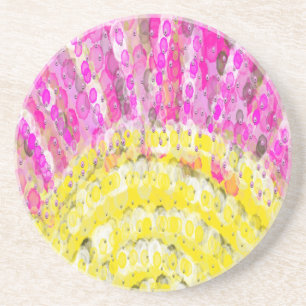 Zonnestraal in geel en in Fuchsia Zandsteen Onderzetter