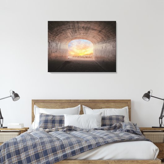 zonnestraal in tunnel canvas afdruk (Insitu (Slaapkamer))