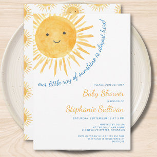 Zonnestraal Jongens Baby Shower Kaart