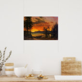 Zonnestraal over de rivier poster (Keuken)