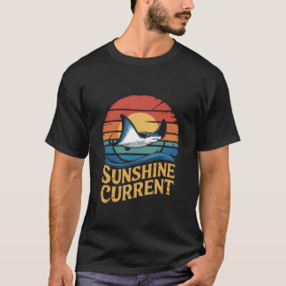 Zonnestraal Pijlrog Stroom - Retro Oceaan Leven T-shirt