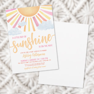 Zonnestraal Roze Meisje Baby Shower Kaart