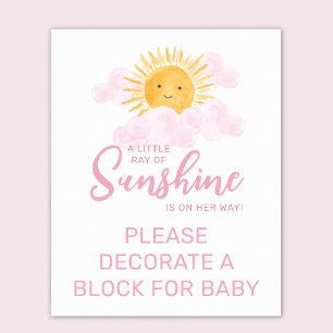 Zonnestraal Versier Een Blok Baby Shower Poster