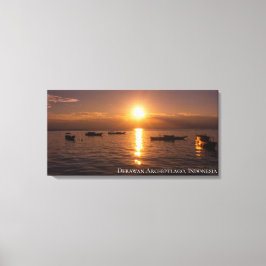 Zonnestraal Zonsondergang Stralen Drijvende Botens Canvas Afdruk