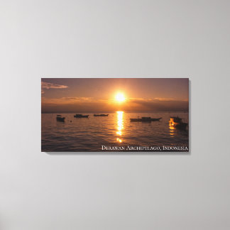 Zonnestraal Zonsondergang Stralen Drijvende Botens Canvas Afdruk