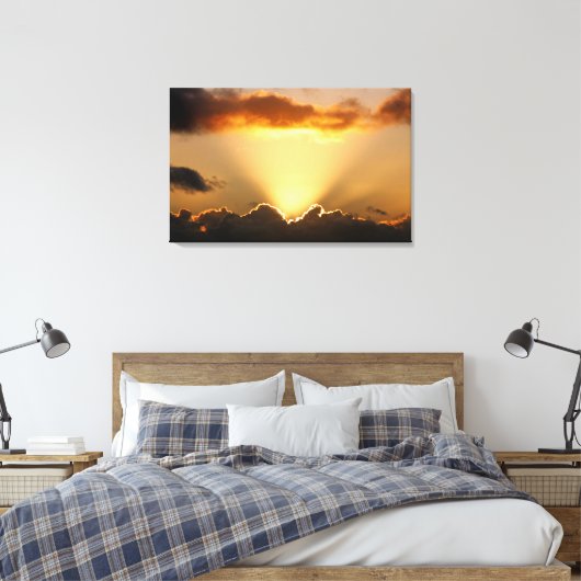 zonnestralen en donkere wolken canvas afdruk (Insitu (Slaapkamer))