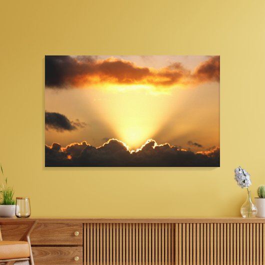 zonnestralen en donkere wolken canvas afdruk (Insitu (Woonkamer))