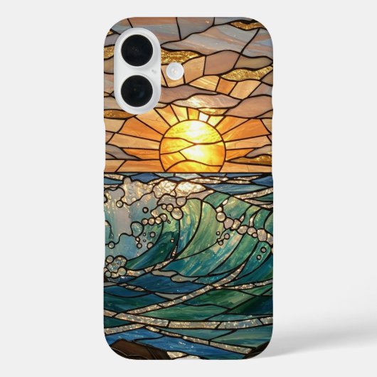 Zonnestralen en golven Glas in lood illusie Case-Mate iPhone Case (Achterkant)