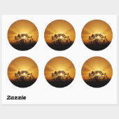 zonnestralen ronde sticker (Vel)