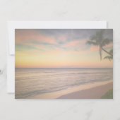 Zonnestrand bruiloft, palms sparen de datum save the date (Achterkant)